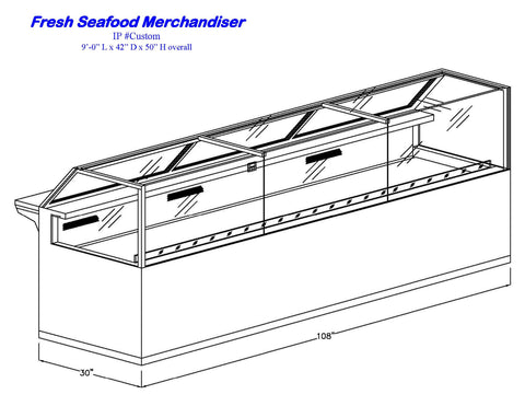 SeafoodCasesOnline.com - 9' Full Service Seafood Case with Top Glass, Rear Sliding Doors and Refrigerated Grab & Go