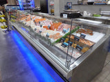 SeafoodCasesOnline.com - FSCN9642-AWD-CSCB-CWP-LED-SOH Refrigerated Seafood Merchandiser with Swing-Out Glass, Automatic Flush-Down System & LED Accent Lighting System