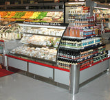IMDR7268 6’ Island Multi-Deck Refrigerated Grab & Go Seafood Merchandiser with Optional Clear and Mirrored End Panels
