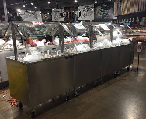 MIC3625-WSKT Mobile Ice-Only Seafood Displays with Sneezeguards