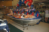 SSKE144 12' Custom Rowboat Iced Seafood Merchandiser with Mobile Stainless Steel Frame