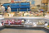 FSM-KK-P-HS-W Combination Ice-Only Seafood Merchandiser - Full Service Top with Self-Service Front Knee-Knockers