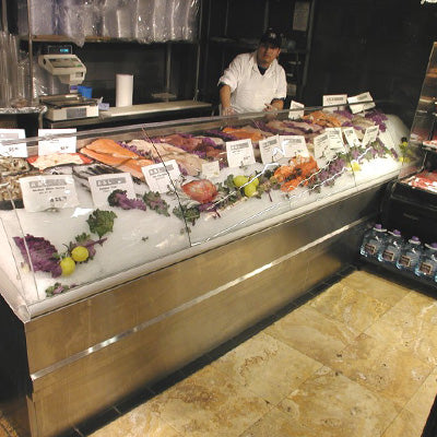 SeafoodCasesOnline.com - FSCN15642-CS 13' Curved Glass - Refrigerated Fresh Seafood Merchandiser
